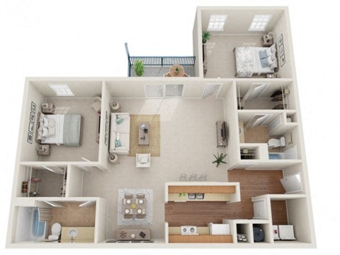 Lancaster Place Apartments in Calera Alabama photo of two bedroom two bath floorplan